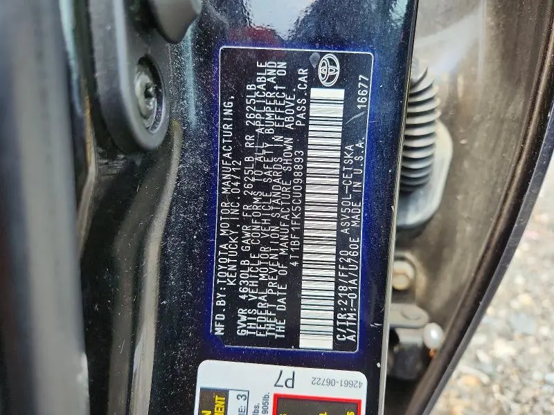 2012 TOYOTA CAMRY SE  