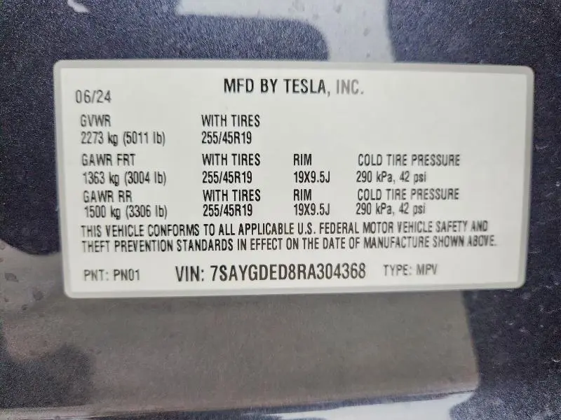 2024 TESLA MODEL Y   