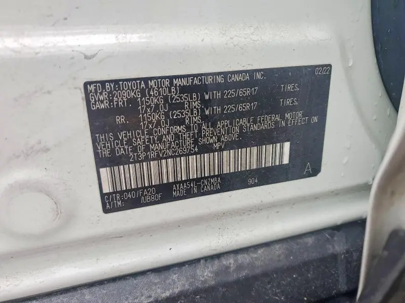 2022 TOYOTA RAV4 XLE  