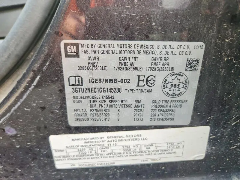 2016 GMC SIERRA K1500 SLT  