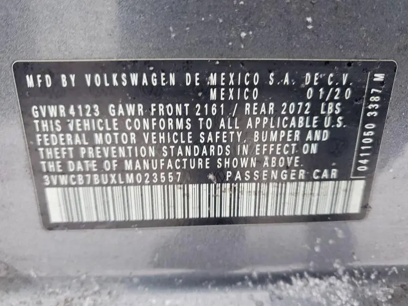 2020 VOLKSWAGEN JETTA S  