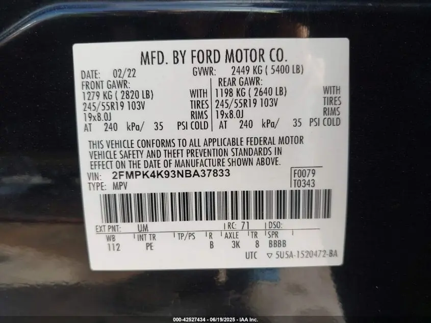 2022 FORD EDGE TITANIUM