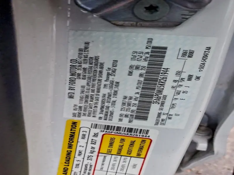 2019 FORD FUSION SEL  