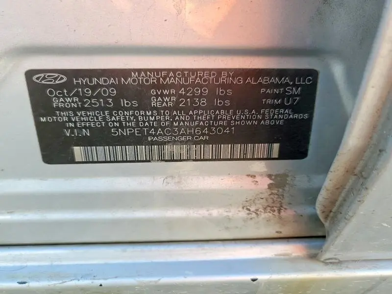 2010 HYUNDAI SONATA GLS  