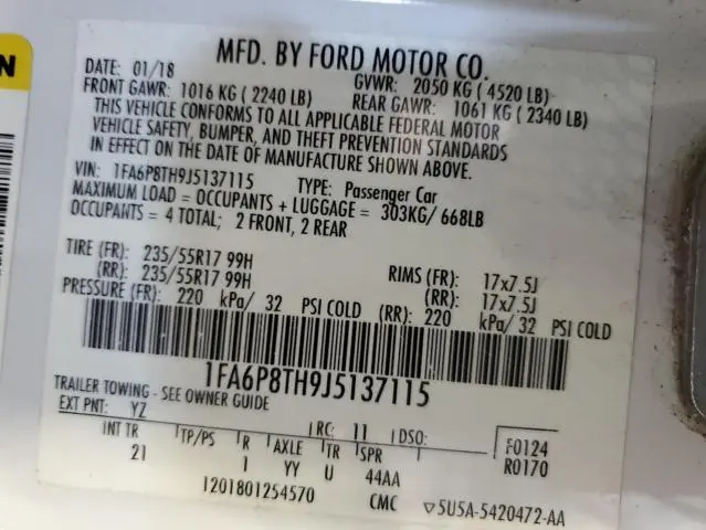 2018 FORD MUSTANG   