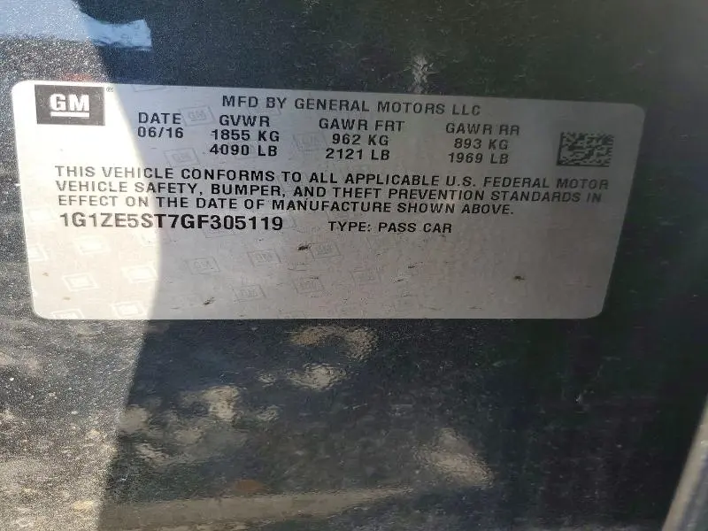 2016 CHEVROLET MALIBU LT  