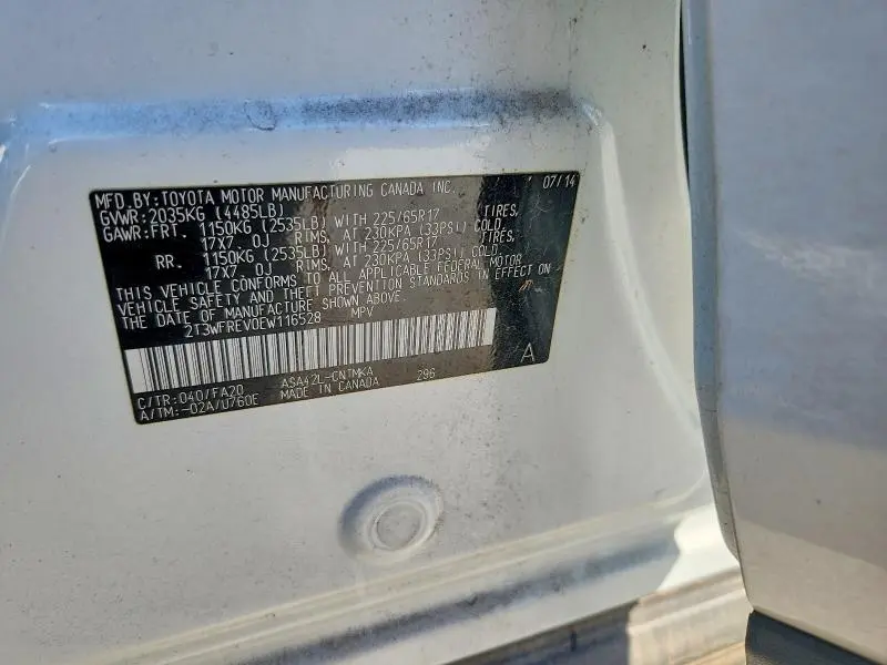 2014 TOYOTA RAV4 XLE  