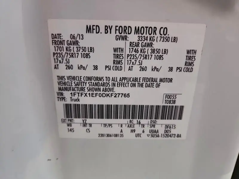 2013 FORD F150 SUPER CAB  