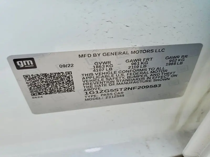 2022 CHEVROLET MALIBU RS  