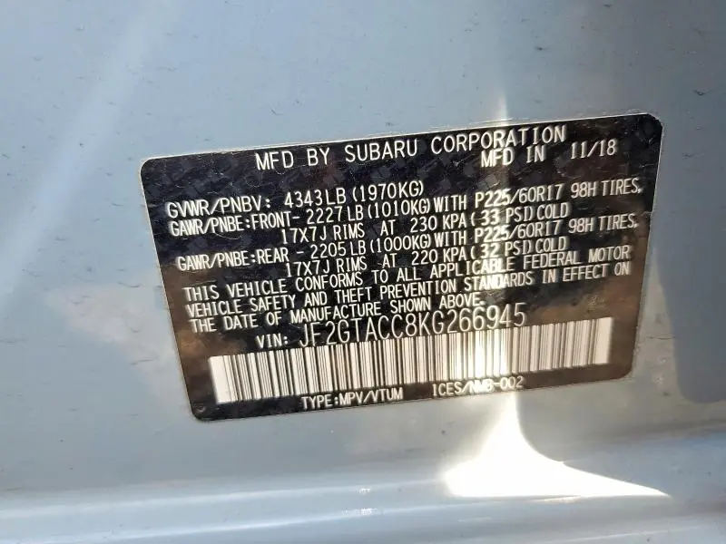 2019 SUBARU CROSSTREK PREMIUM  