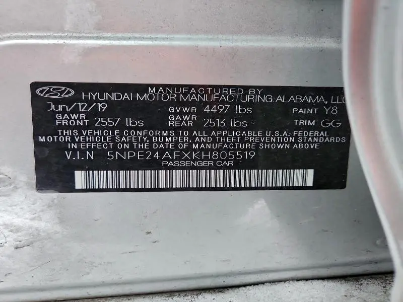 2019 HYUNDAI SONATA SE  