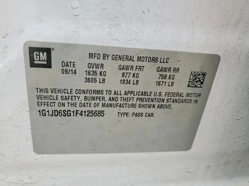 2015 CHEVROLET SONIC LT  