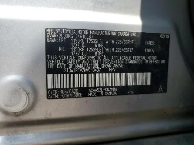 2019 TOYOTA RAV4 XLE  