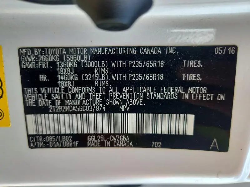 2016 LEXUS RX 350 BASE  