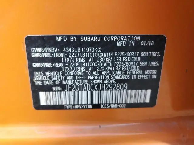 2018 SUBARU CROSSTREK PREMIUM  