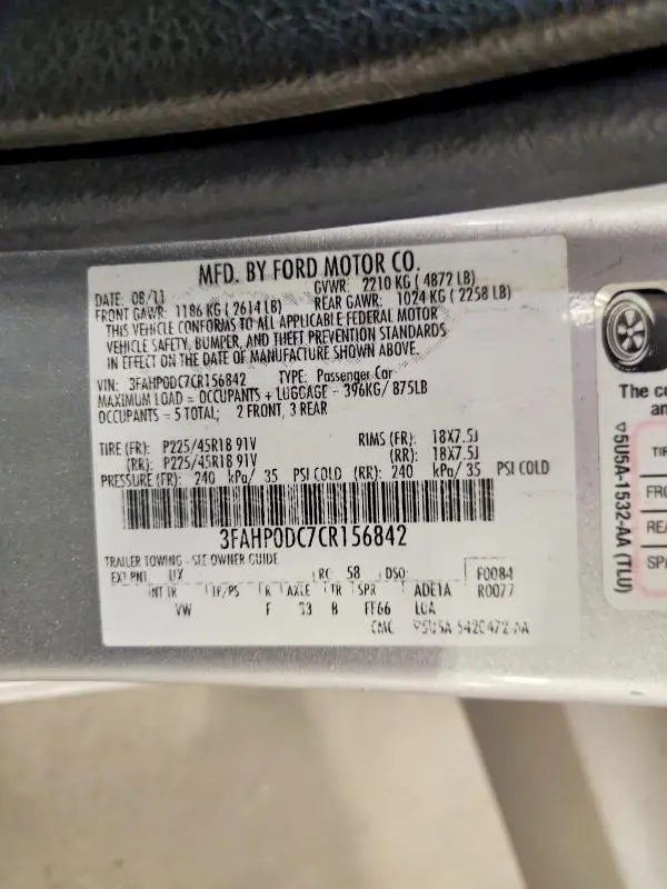 2012 FORD FUSION SPORT  