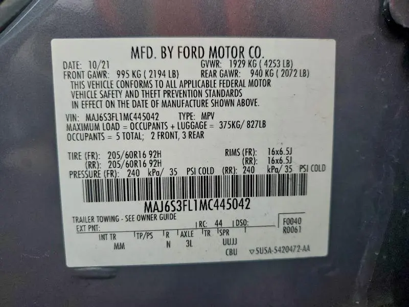 2021 FORD ECOSPORT S  