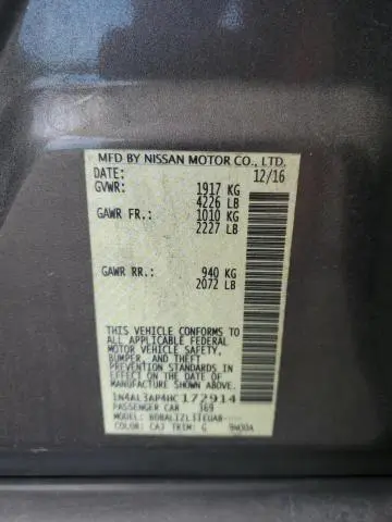 2017 NISSAN ALTIMA 2.5  