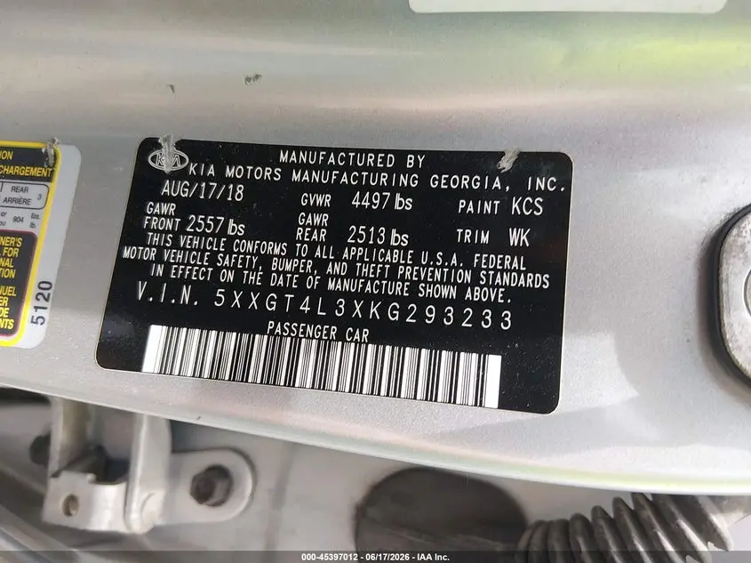 2019 KIA OPTIMA LX