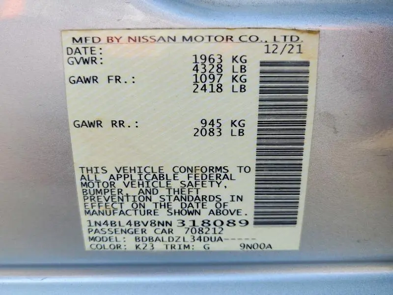 2022 NISSAN ALTIMA 2.5 S  