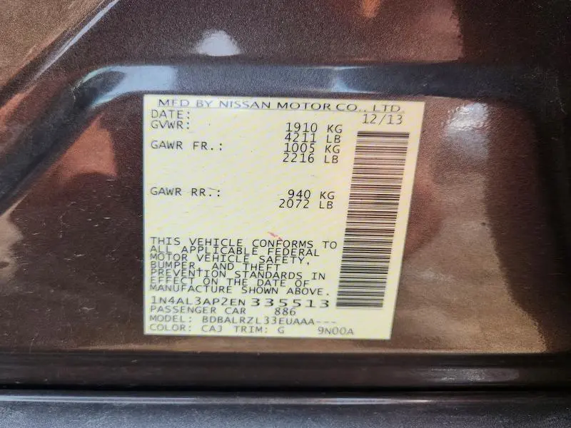 2014 NISSAN ALTIMA 2.5 S  