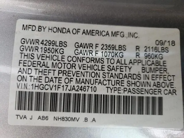 2018 HONDA ACCORD LX