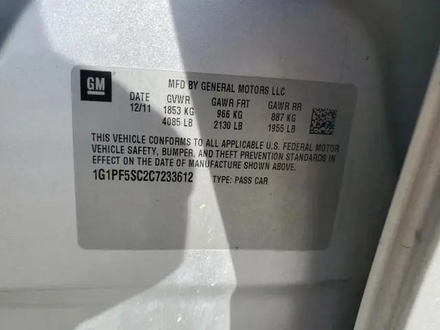 2012 CHEVROLET CRUZE LT  