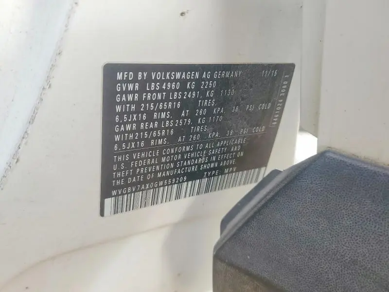 2016 VOLKSWAGEN TIGUAN S  