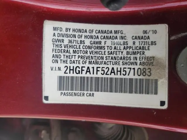 2010 HONDA CIVIC LX  