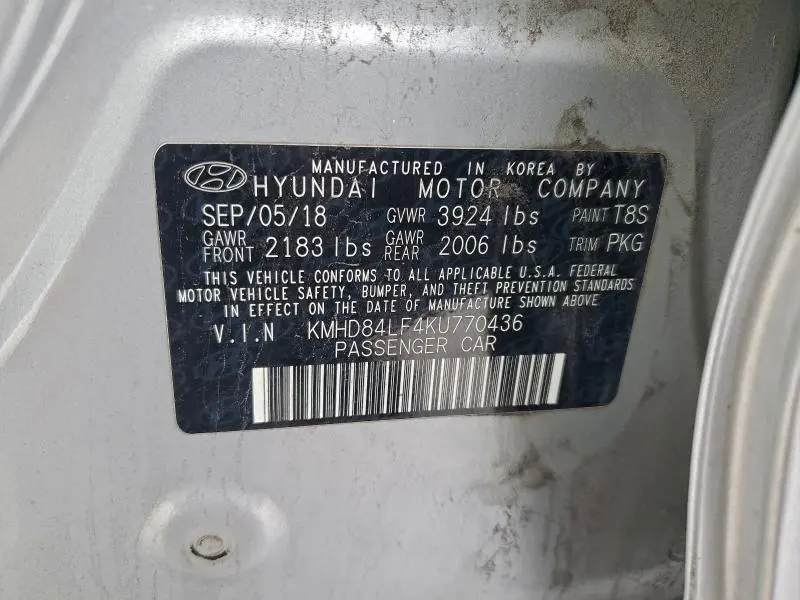 2019 HYUNDAI ELANTRA SEL  