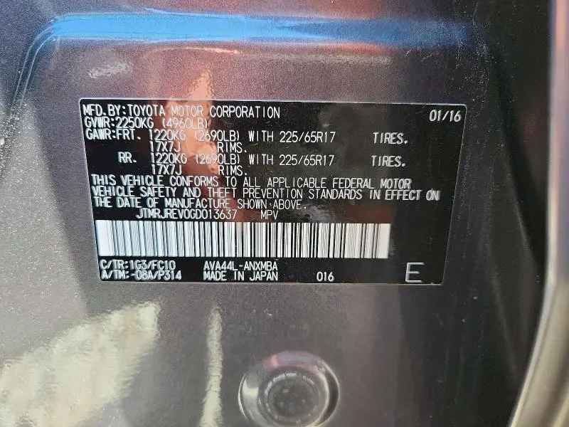 2016 TOYOTA RAV4 HV XLE  