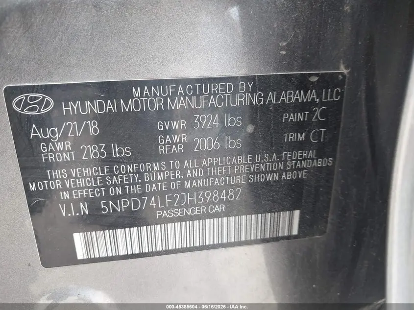 2018 HYUNDAI ELANTRA SE