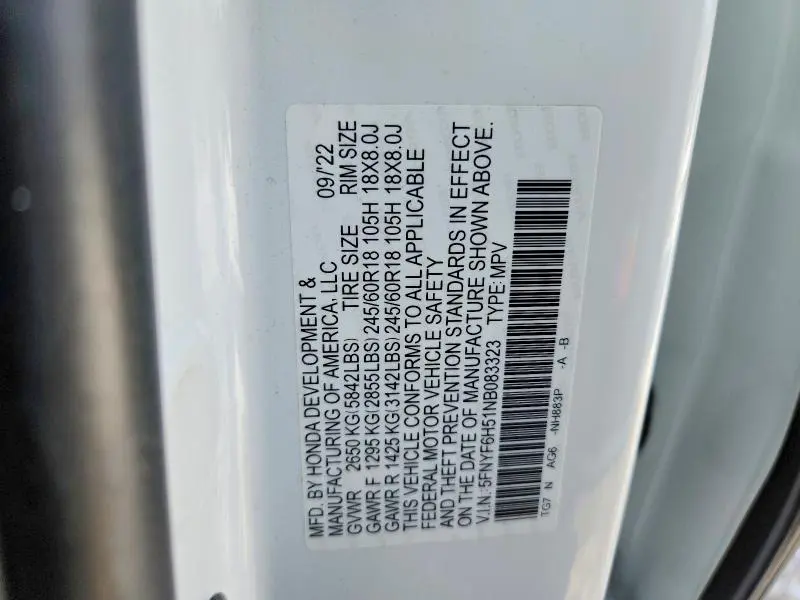 2022 HONDA PILOT EXL  