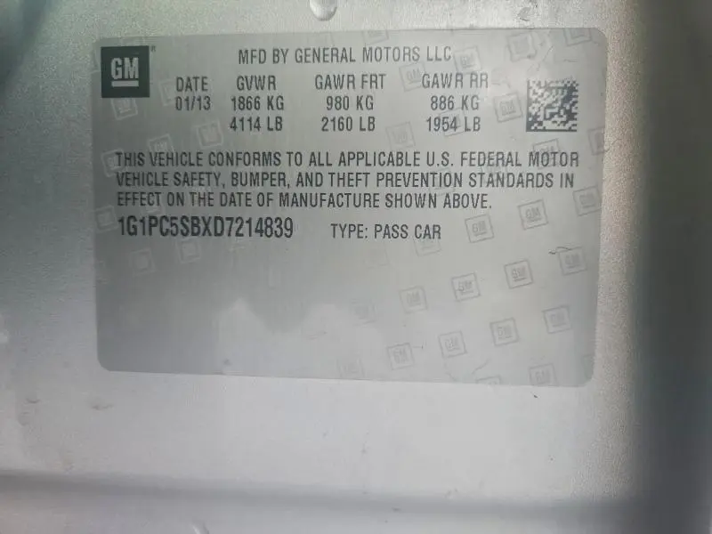 2013 CHEVROLET CRUZE LT  