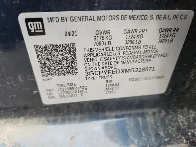 2021 CHEVROLET SILVERADO K1500 LT TRAIL BOSS  