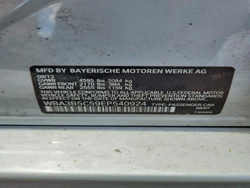 2014 BMW 328 XI SULEV  