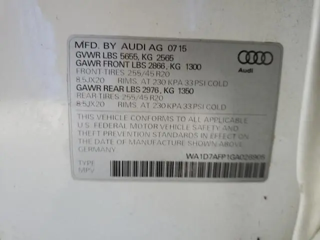 2016 AUDI Q5 PREMIUM PLUS S-LINE