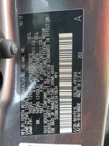 2014 TOYOTA SIENNA SPORT  
