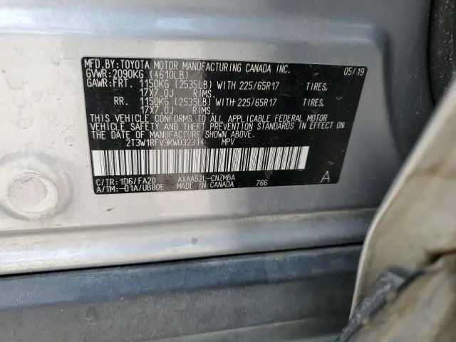 2019 TOYOTA RAV4 XLE  