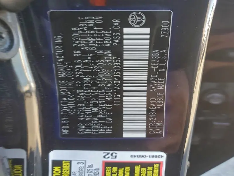 2021 TOYOTA CAMRY SE  