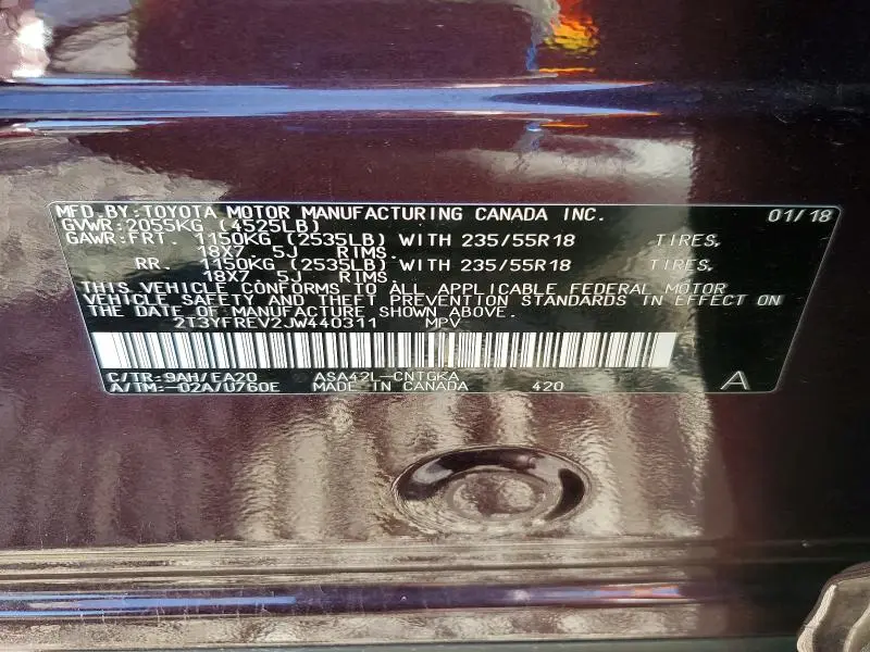 2018 TOYOTA RAV4 LIMITED  