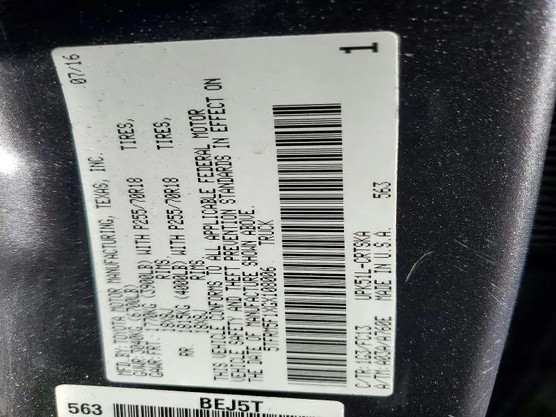 2016 TOYOTA TUNDRA SR5  