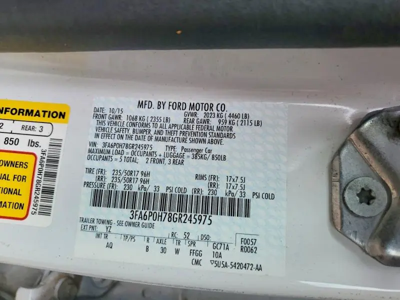 2016 FORD FUSION SE  