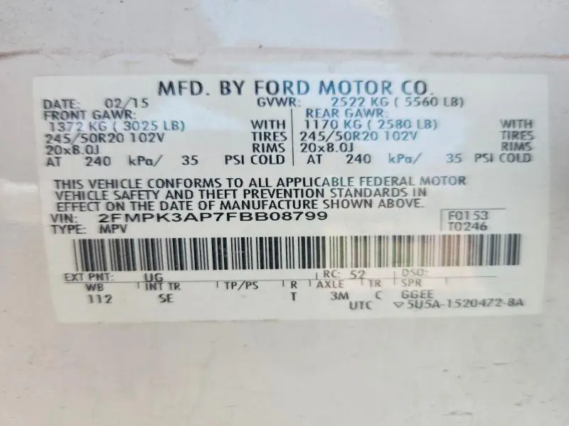 2015 FORD EDGE SPORT  