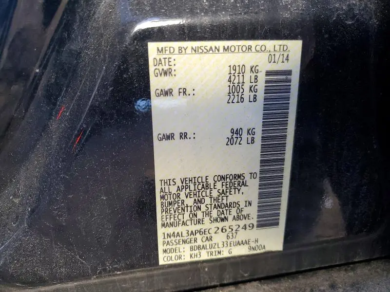 2014 NISSAN ALTIMA 2.5 S  