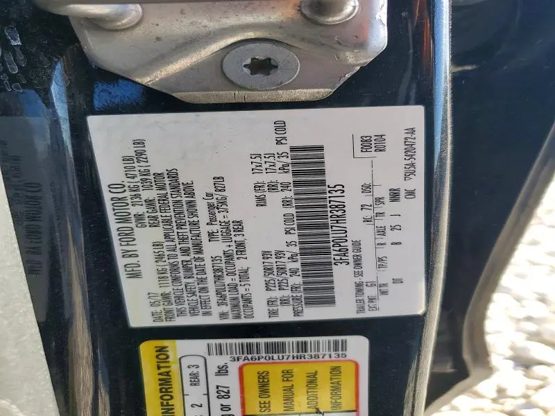 2017 FORD FUSION SE HYBRID  