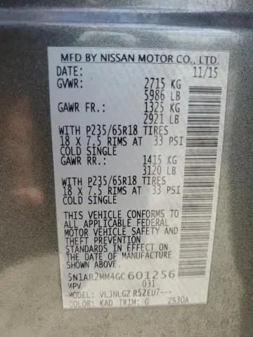 2016 NISSAN PATHFINDER S  