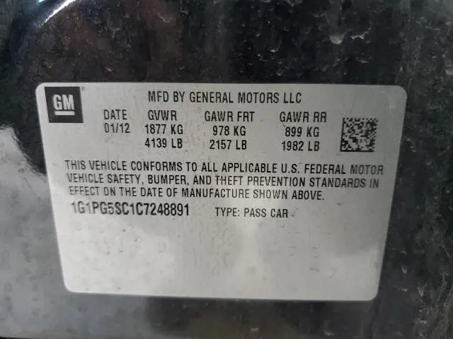 2012 CHEVROLET CRUZE LT