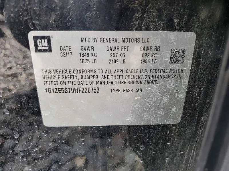 2017 CHEVROLET MALIBU LT  
