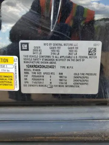 2017 CHEVROLET TRAVERSE LT  